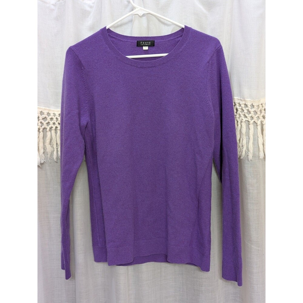 Forte Cashmere Purple Crewneck Sweater Lightweight Size Large